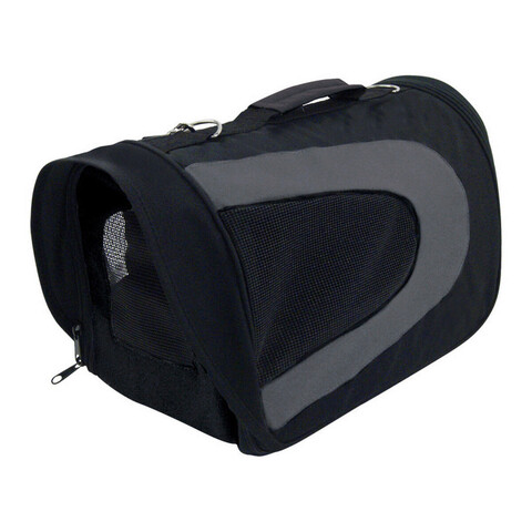 Transportor pentru caini, gloria gloss, pliabil, 35 x 22 x 23 cm, marimea s, 4 kg, negru/gri