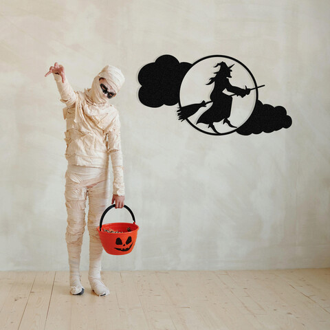 Decoratiune de perete, Halloween 15, Metal, Dimensiune: 53 x 28 cm, Negru Enzo