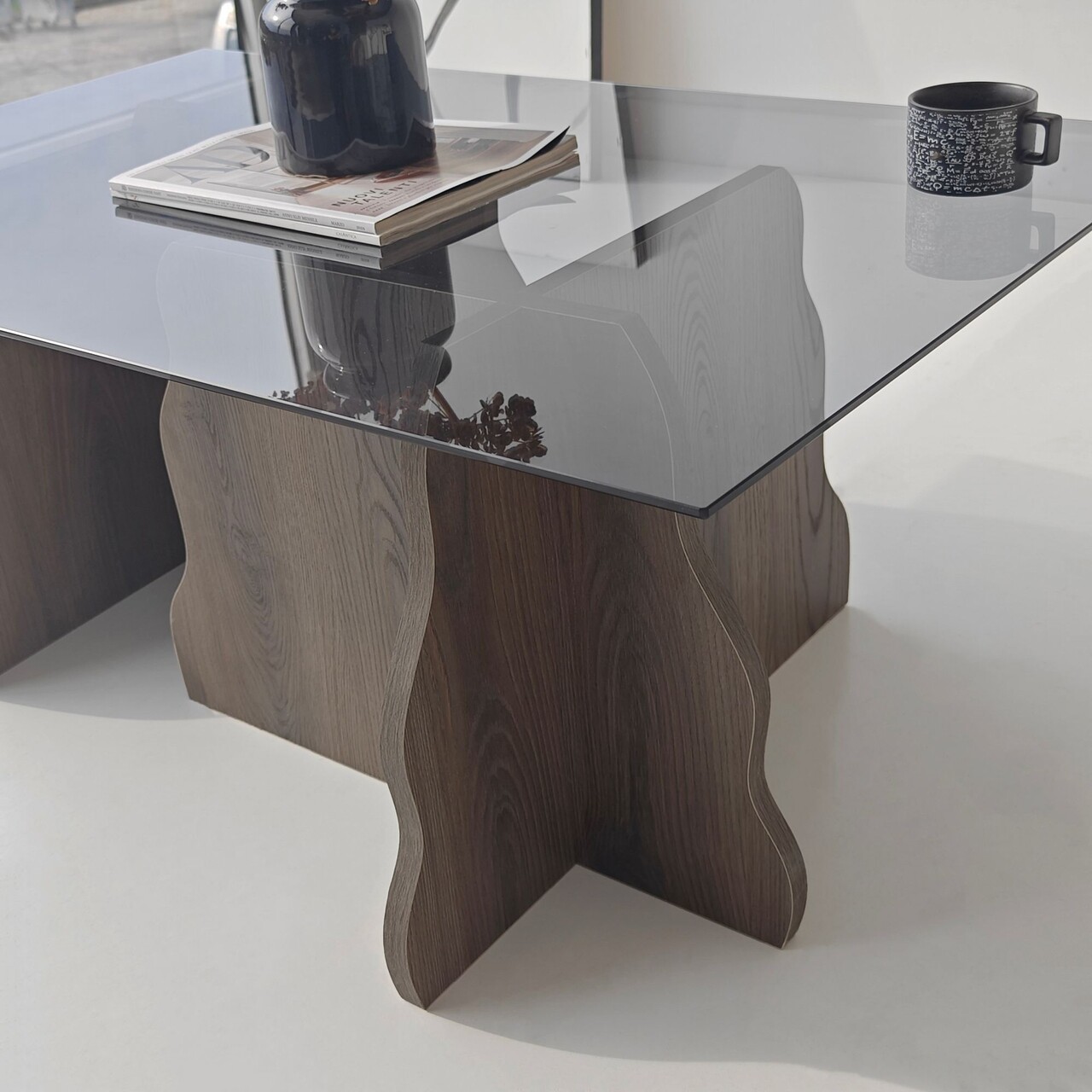 Masuta de cafea, Hanah Home, Canyon, 105x40x65 cm, Nuc / Fume - view 9