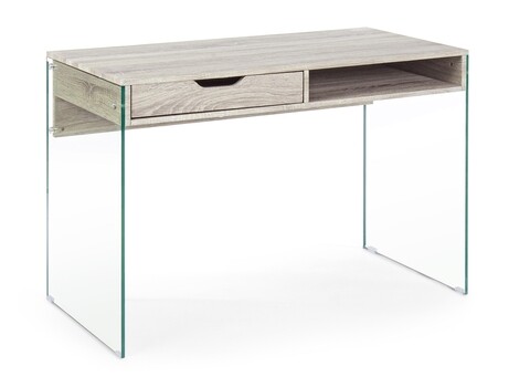 Birou armos, bizzotto, 110 x 55 x 76 cm, sticla temperata/mdf