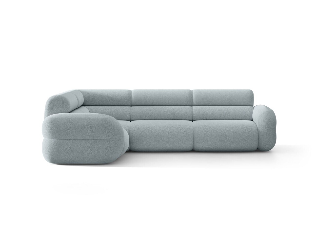 Coltar stanga 5 locuri, Neo, Micadoni Home, 295x210x83 cm, tesatura Boucle, albastru deschis