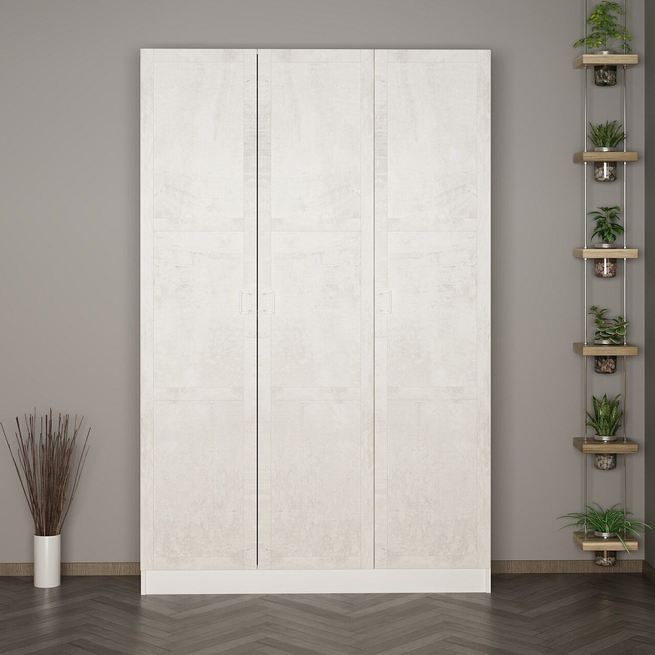 Cuier de perete, Minerva, Noah, 135x210x35 cm, PAL, Alb - 1 | YEO
