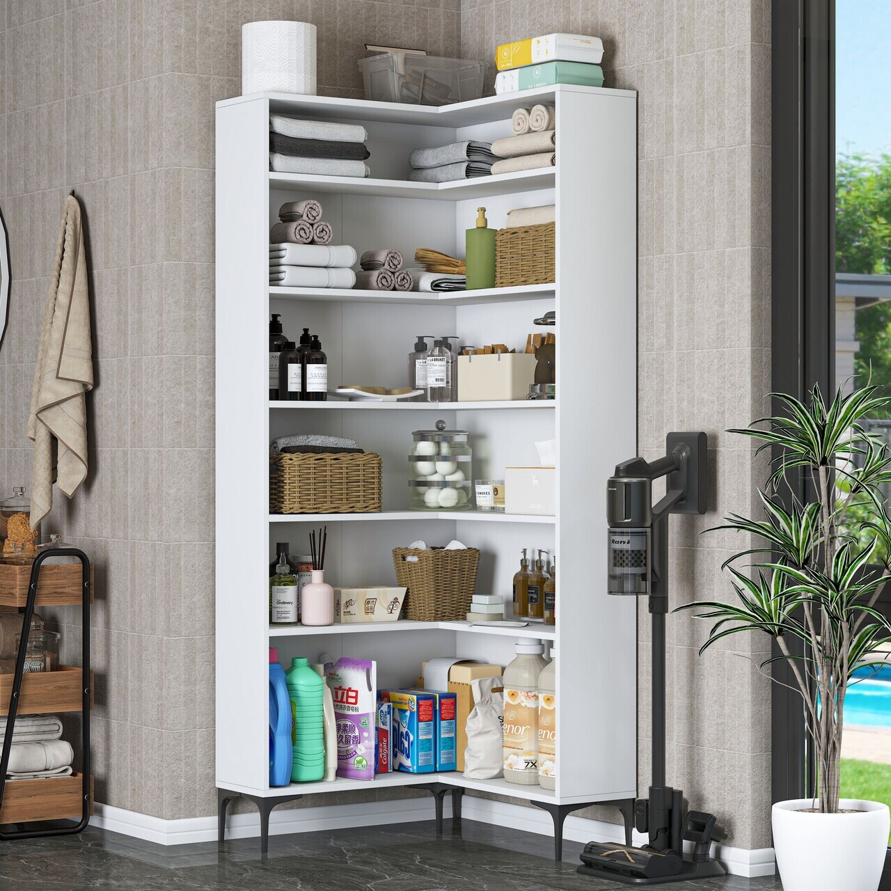 Dulap de baie Hanah Home KC106 80x198.6x25 cm PAL MELAMINAT CALITATE E1 Alb