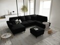 Coltar panoramic extensibil dreapta 7 locuri, Moghan, Micadoni Home, BL, 313x194x88 cm, catifea, negru