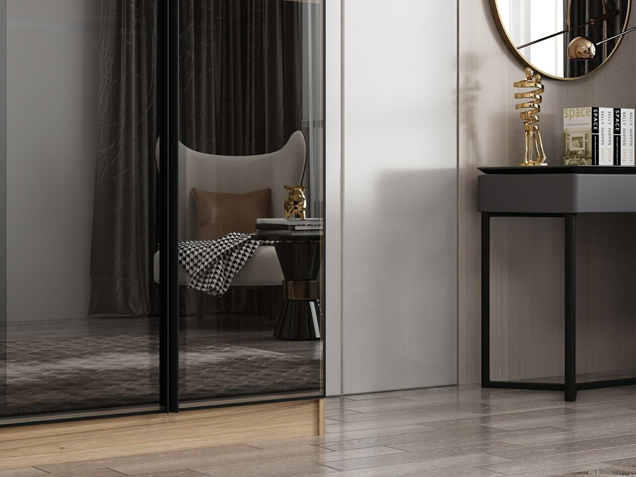 Dulap pentru haine, Hanah Home, Nisa, 90x210x52 cm, Dore — imaginea 5