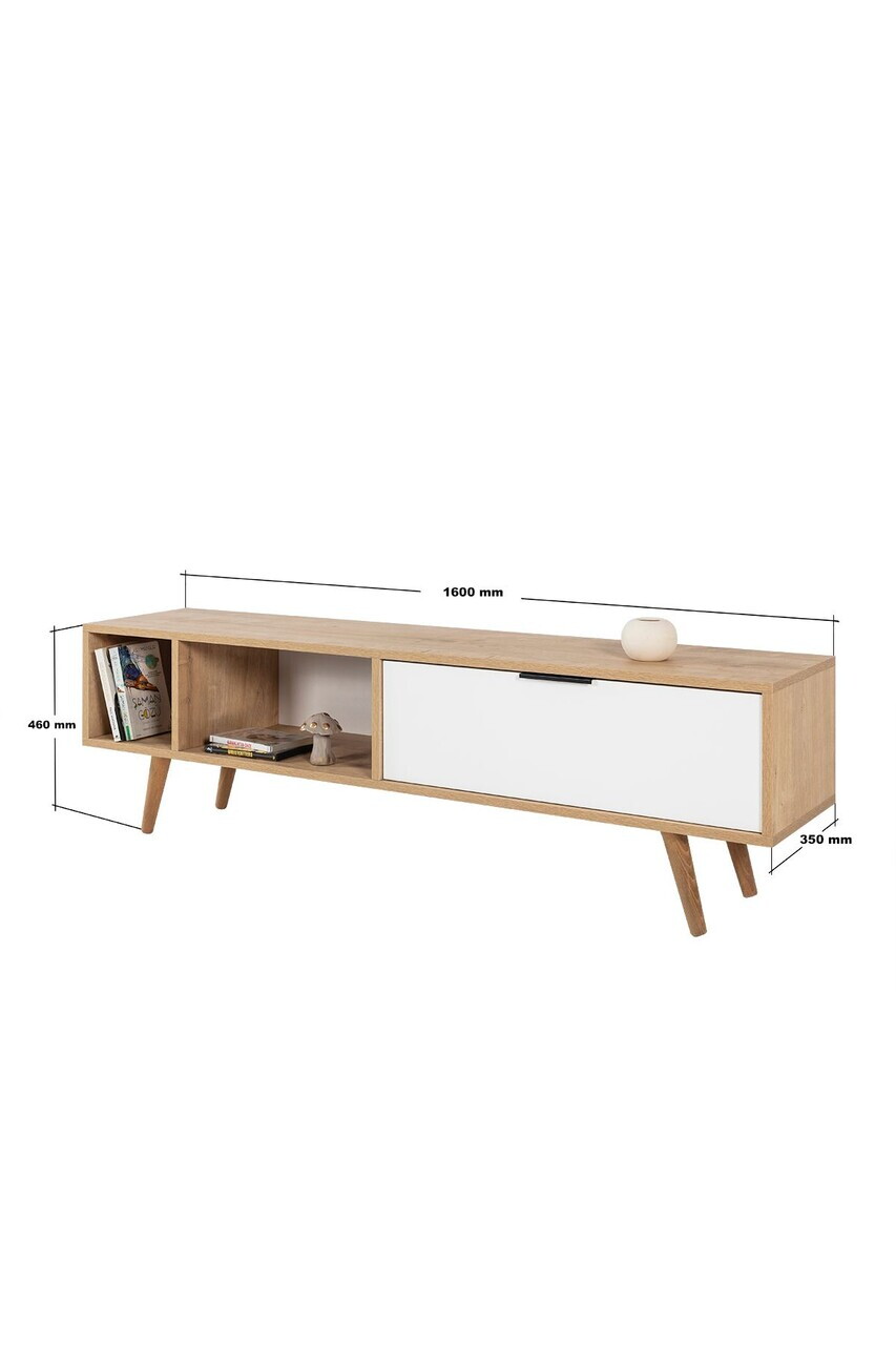 Comoda TV, Hanah Home, Venüs 3640, 160x46x35 cm, PAL, Stejar Safir / Alb — imaginea 7