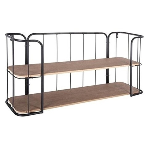 Etajera cu montare pe perete, 156838, 75x20x36 cm, MDF/otel/lemn de paulownia
