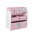 Organizator jucarii / mobilier camera copilului Unicorns, U-Grow, 63x30x60 cm, lemn de pin/textil, roz