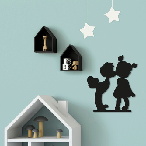 Decoratiune de perete, children, metal, dimensiune: 45 x 50 cm, negru