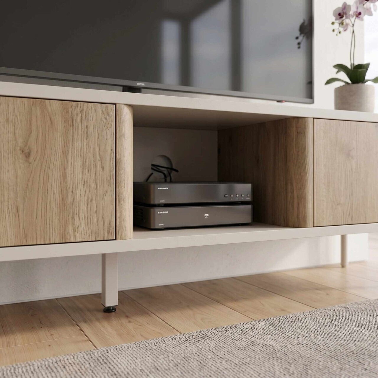 Comoda TV, Hanah Home, Ventro, 150x40x36 cm, Natural / Gresie — imaginea 5