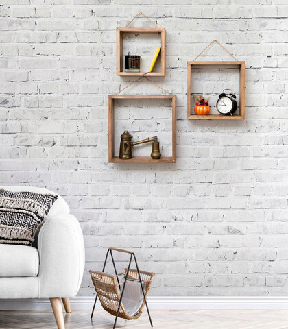 Raft de perete, Luna, 50% LEMN MOLID/50% IUTA, Lemn / Nuc Asse Decor