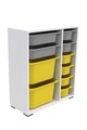 Dulap multifunctional, Estella, Zen 2D2K6U, Alb / Gri / Galben