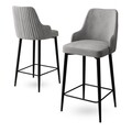 Set scaune  de bar 4 piese, Charlotte, Enox, Metal, Gri/Negru