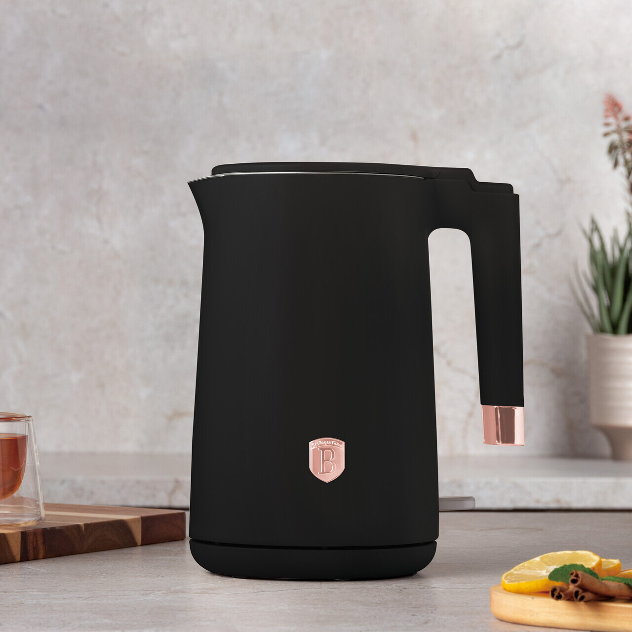 Ceainic electric cu pereti dubli Berlinger Haus, Black Rose, 1.7 L, plastic/inox, negru - imagine 6