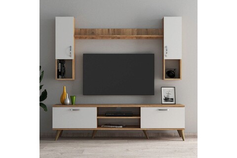Comoda tv, tanmob, tvu0203, 180x48x35 cm, pal , alb/pin atlantic