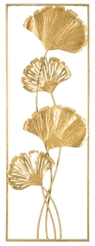 Decoratiune de perete 3D Iris A, Mauro Ferretti, 31×90 cm, fier, auriu