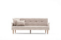 Canapea extensibila cu 3 locuri, Balcab Home, 825BLC2677, Lemn / Metal, Crem