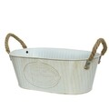 Set 3 jardiniere Shabby Oval, Decoris, zinc, alb
