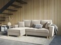 Coltar extensibil stanga 4 locuri, Moghan, Micadoni Home, GL, 241x145x88 cm, catifea, bej deschis