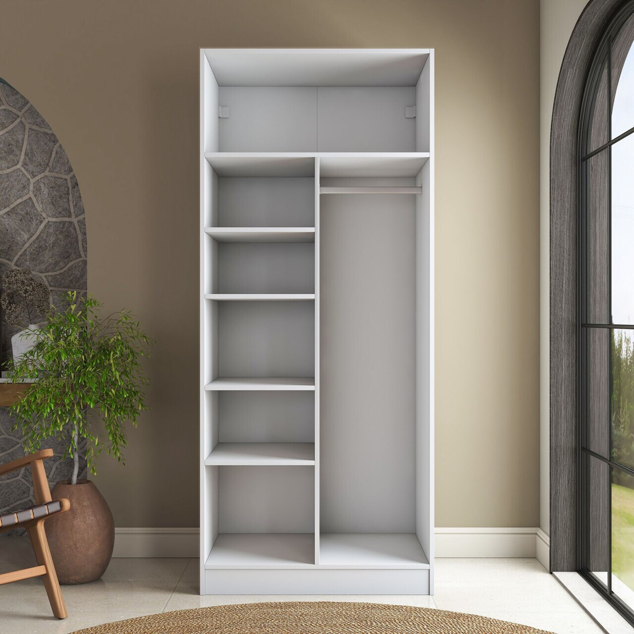 Dulap pentru haine, Hanah Home, BA224, 90x210x57.5 cm, PAL melaminat, Alb - view 8
