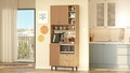 Dulap multifunctional, Locelso, RE6-SK, Stejar / Tigla Roșu