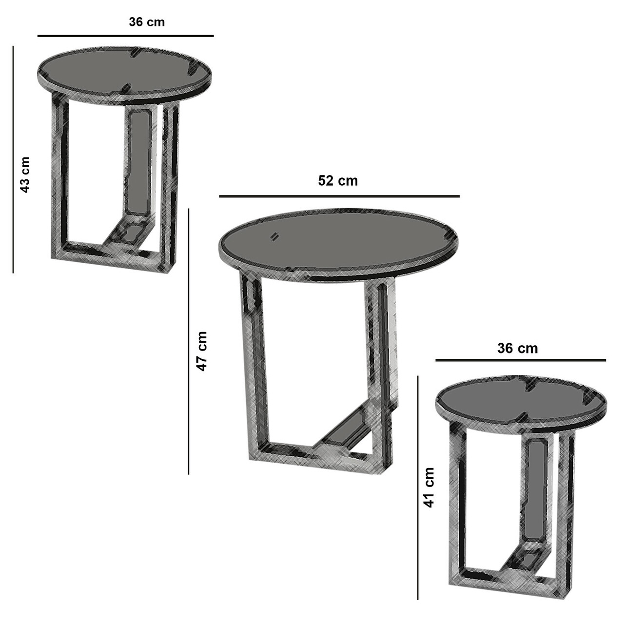 Set masute 3 piese, Comforty, Mira, Alb