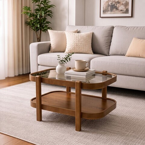 Masuta de cafea, Hanah Home, Togg 70, 70x40x50 cm, LEMN MASIV DE FAG, Maro