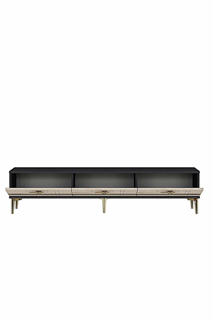 Comoda TV, Hanah Home, Ilay, 180x41x30 cm, Antracit / Travertin / Auriu — imaginea 7