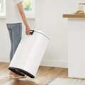 Cos de gunoi cu pedala 50 L, Songmics, inchidere soft close, capac cu balamale, igienic, etans, 43.2x37.1x63.2 cm, otel, alb