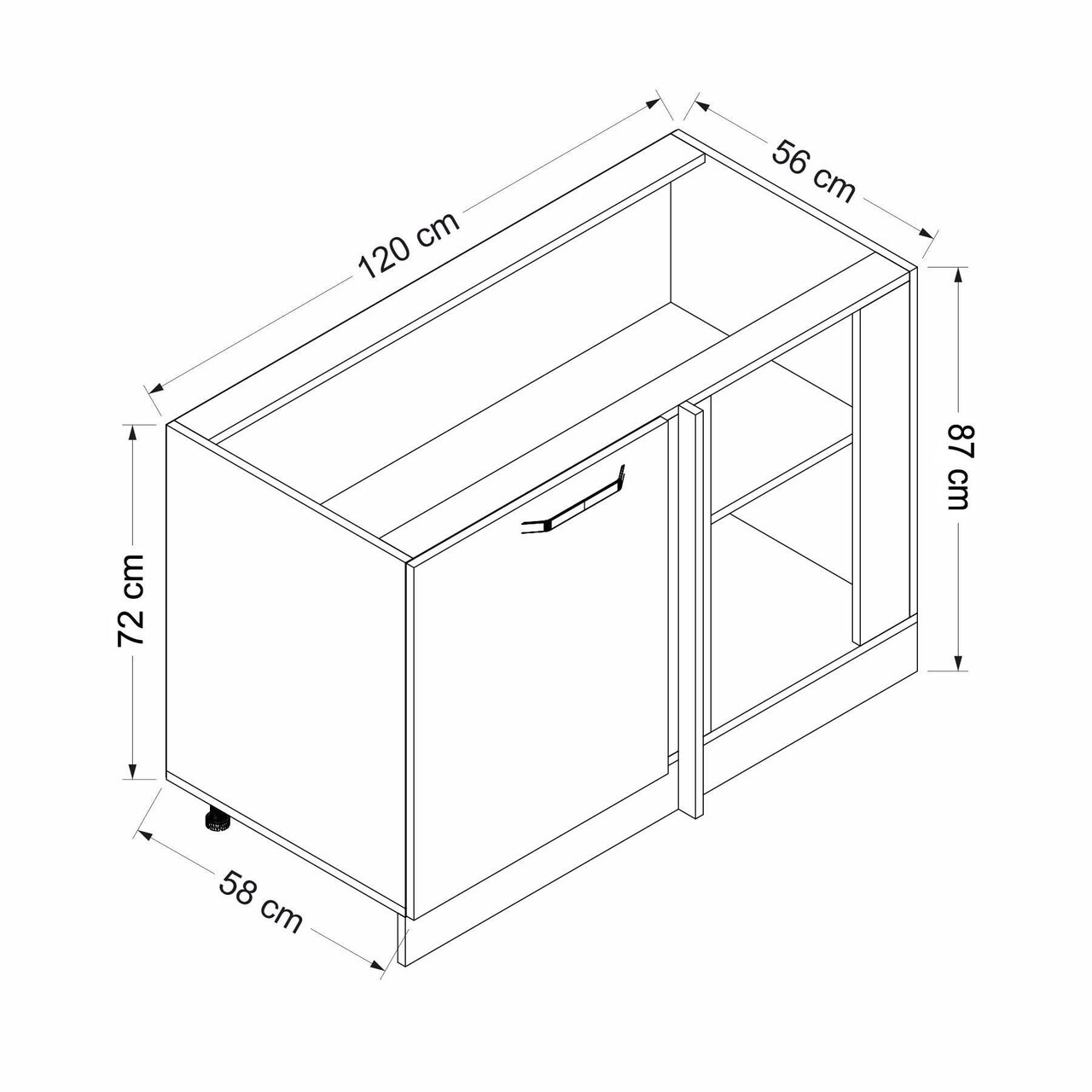 Dulap pentru bucatarie, Hanah Home, Minar, 120x82x56 cm, Alb / Antracit — imaginea 7