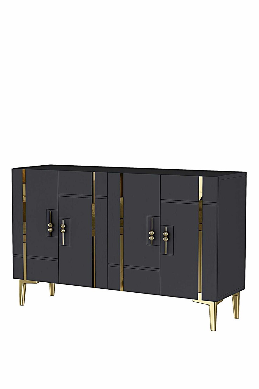 Consola, Hanah Home, Ilay 120, 120x75x32 cm, Antracit / Aur — imaginea 6