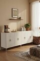 Consola, Hanah Home, Ayshe 180, 180x75x32 cm, White / Travertine / Silver