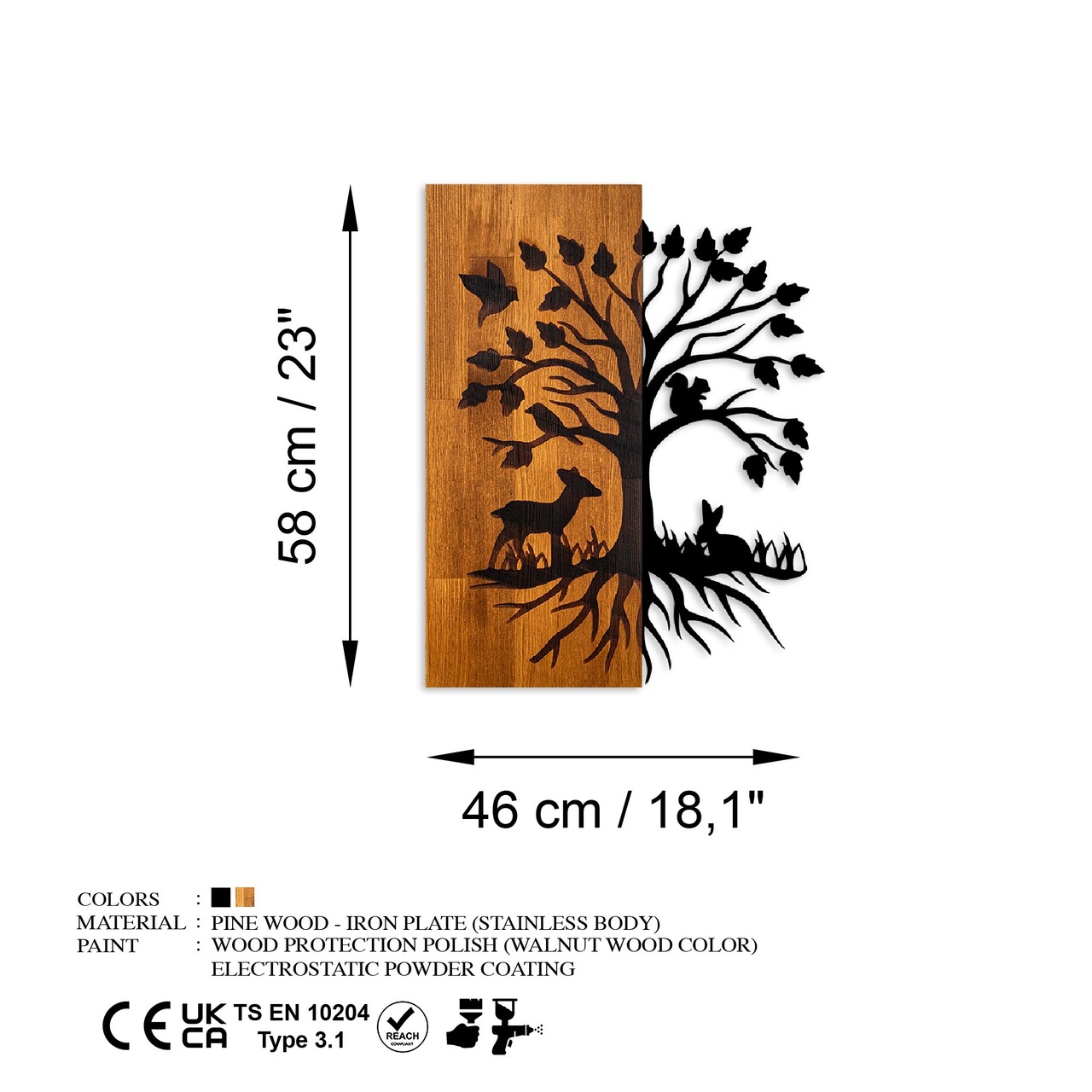 Decoratiune de perete, Nature, Lățime: 46 cm Înălțime: 58 cm Adâncime: 3 cm, Nuc / Negru - view 7