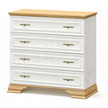 Set mobilier dormitor 4 piese Dreams 5, Pakoworld, pat 160x200 / comoda / noptiera, alb vintage/auriu maro