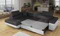 Coltar extensibil stanga 4 locuri, ELTAP, Anton, 272x203x85 cm, lemn/poliester, gri inchis/alb