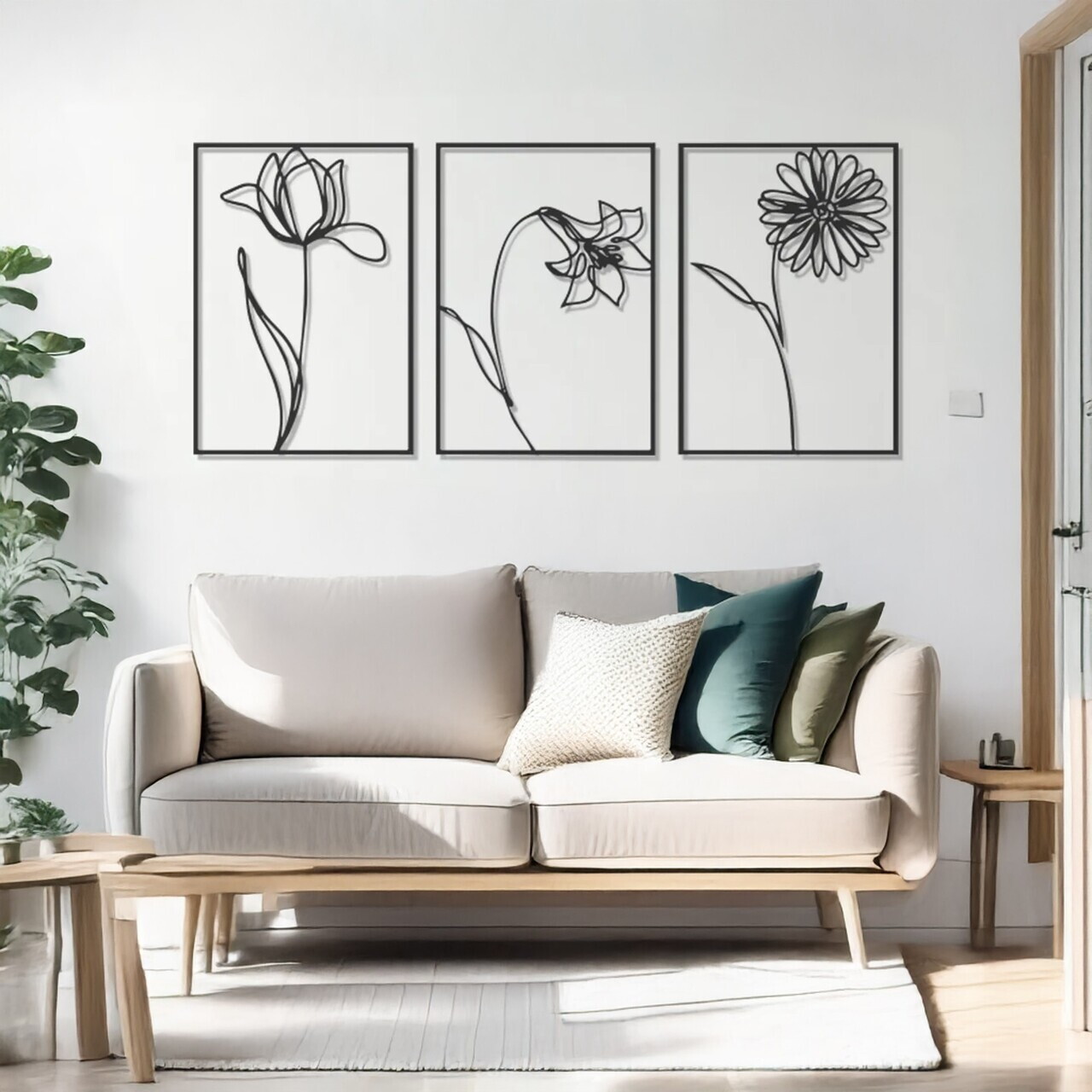 Set de accesorii decorative de perete din metal, DCV-1103-MT, Dimensiune: 30 x 50 cm (3 bucăți), Negru — imaginea 3