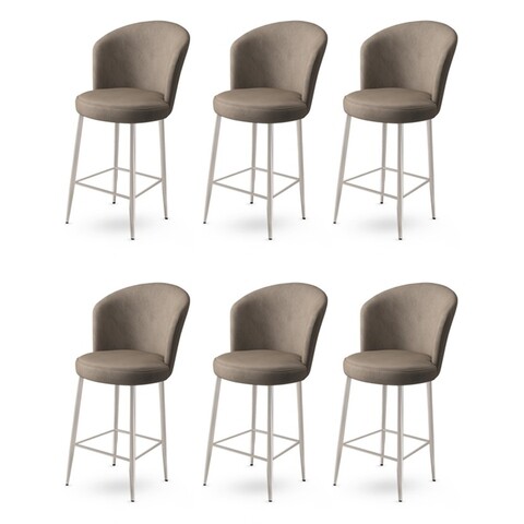 Set scaune de bar 6 piese, Charlotte, Fora, Metal, Cappuccino / Chrome