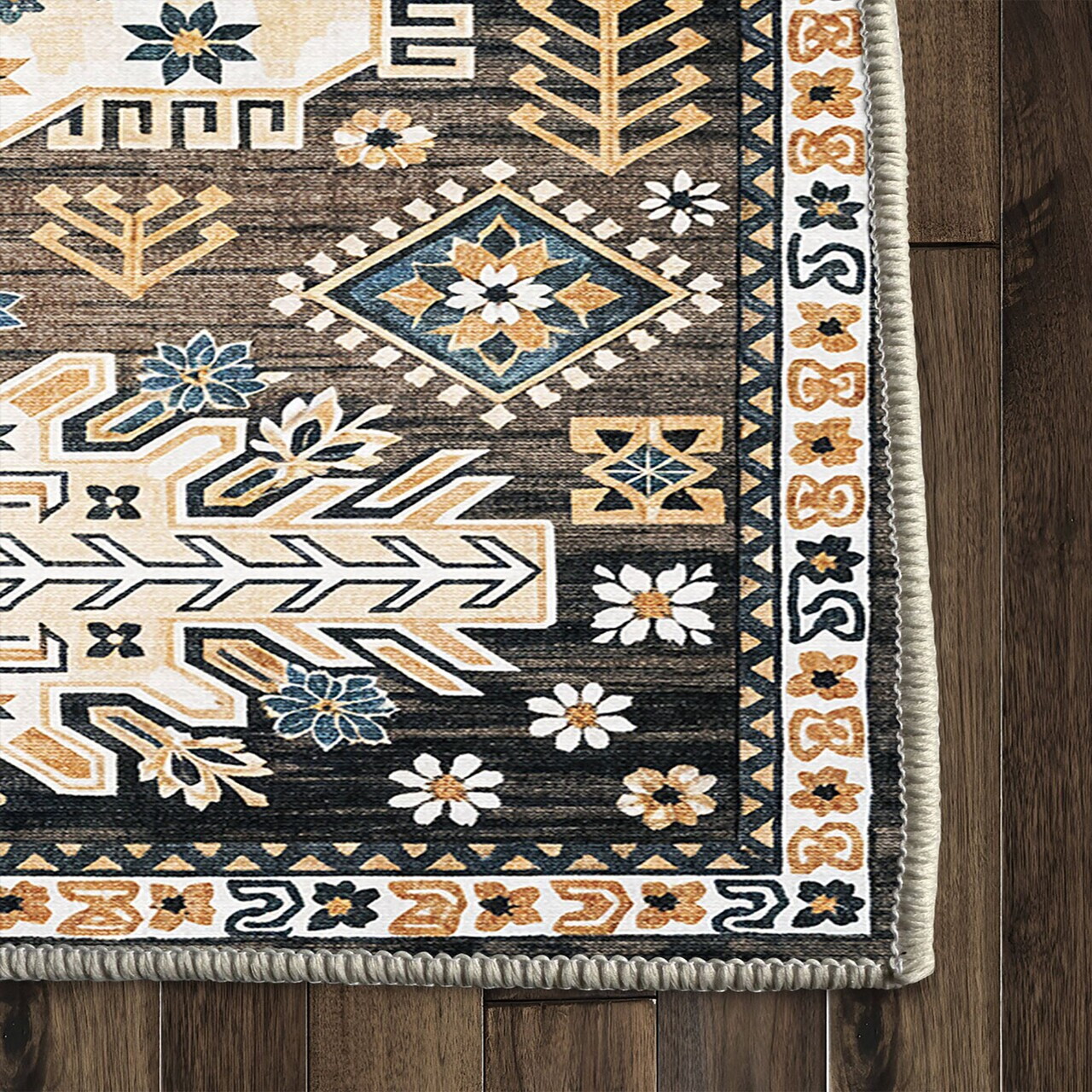 Covor, Kece-Fr82, 80x300 cm, Maro — imaginea 5
