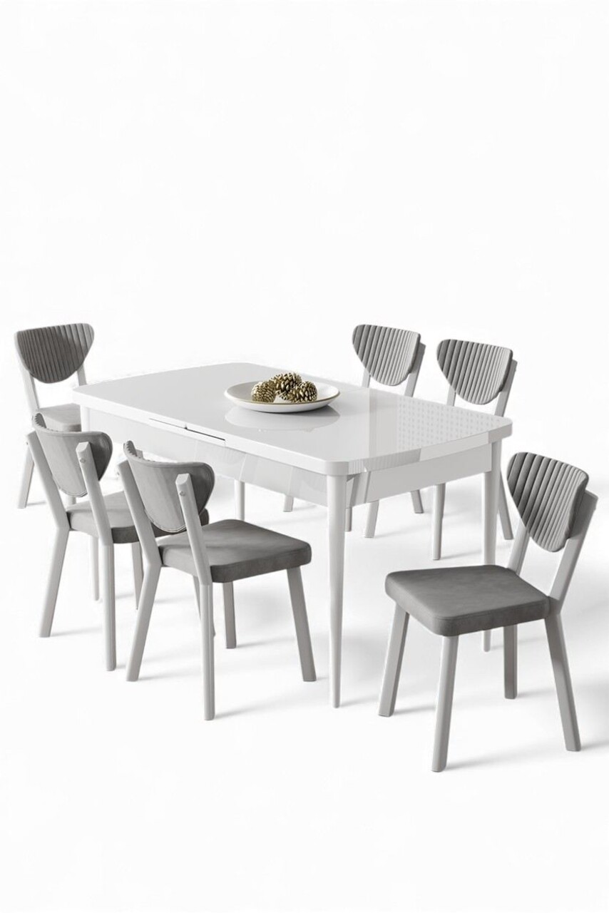 Set masa extensibila si scaune, Hanah Home, Exve, Alb/Gri - view 2
