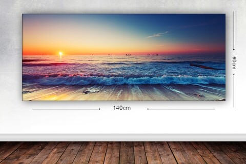 Tablou decorativ Sea And Sunset, Tablo center, 60×140 cm, canvas, multicolor mezoni.ro