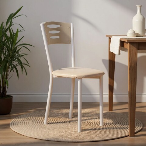 Set scaune 2 piese, Hanah Home, Polo, Metal, Crem/Alb