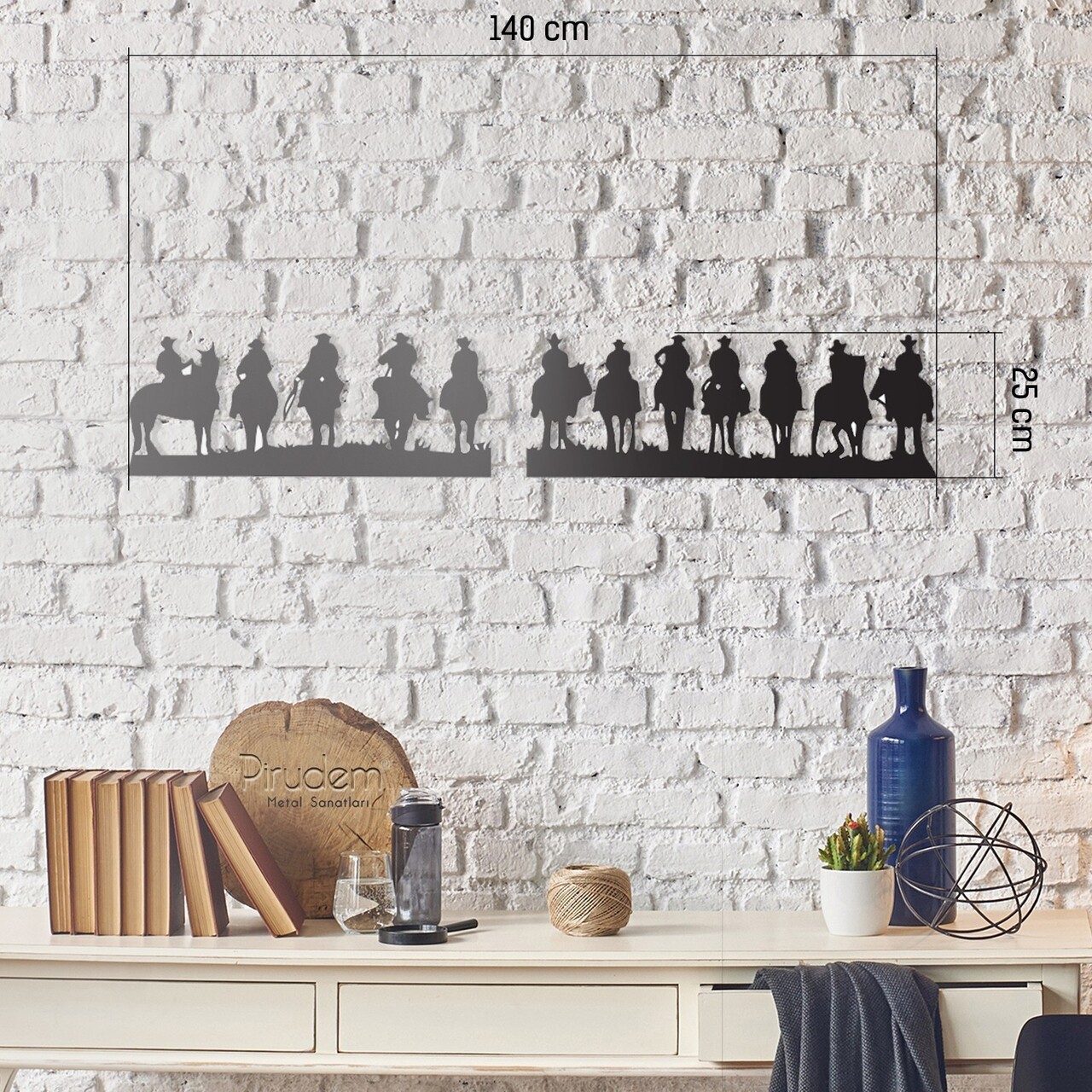 Decoratiune de perete, Cowboys, Dimensiune: 140 x 25 cm, Negru - view 2