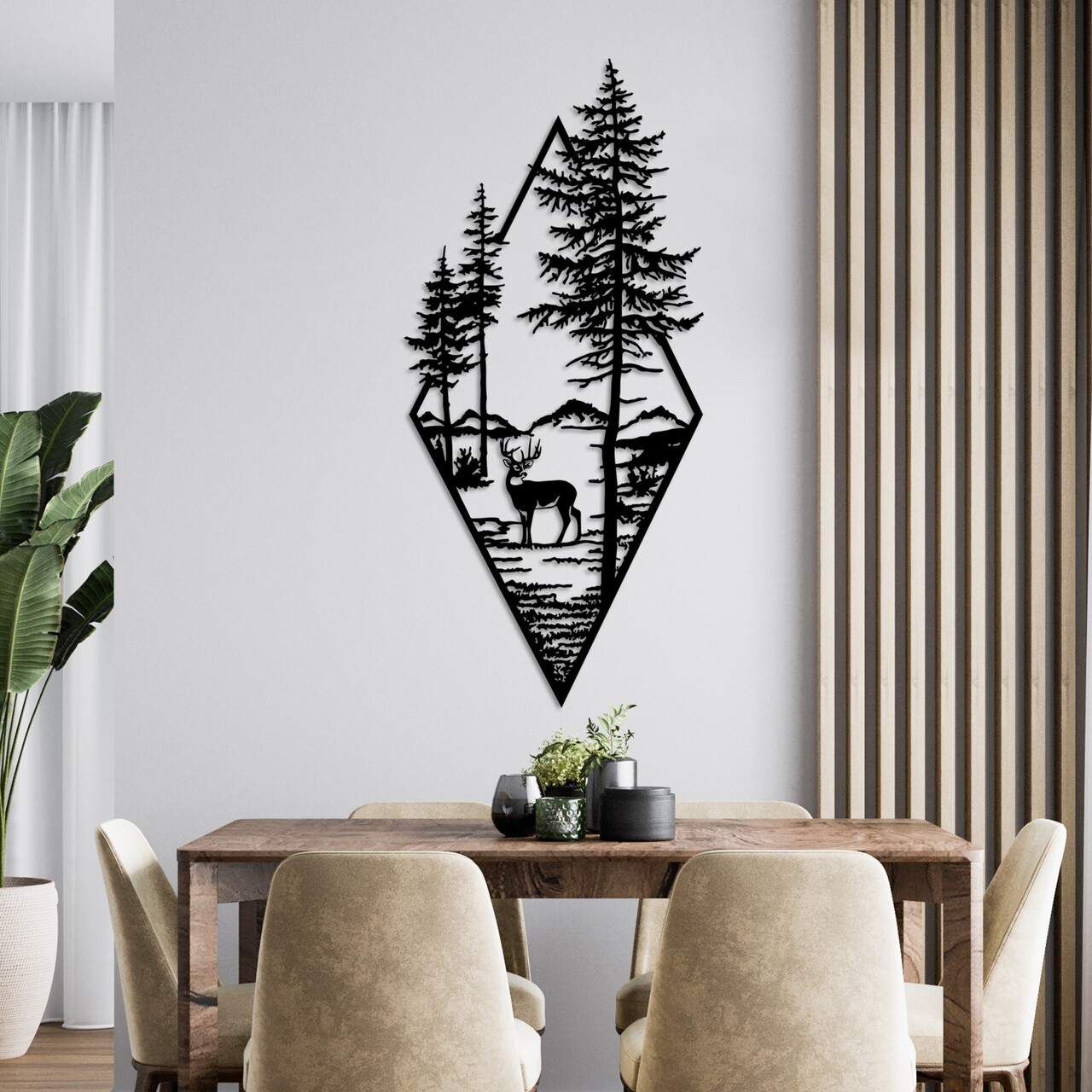 Decoratiune de perete, Deer, (Grosime: 1,5 mm), Negru - view 3