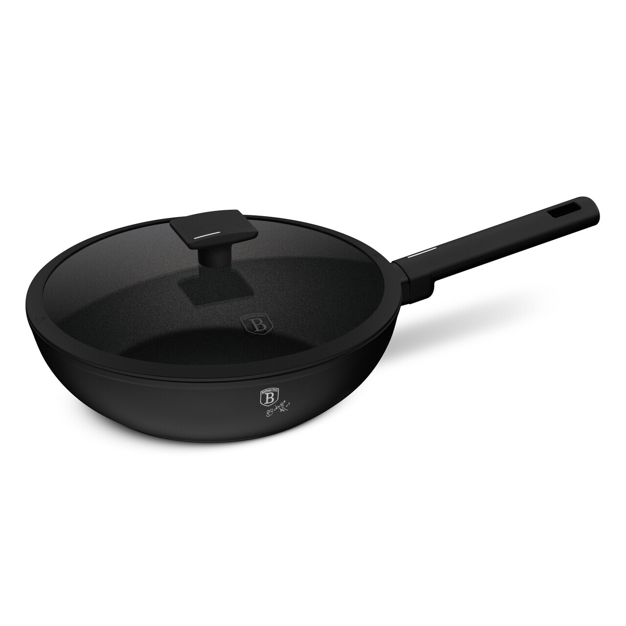 Tigaie Wok cu capac Berlinger Haus, Matte Black, 28 cm, 3.2 L, aluminiu forjat, negru - imagine 2