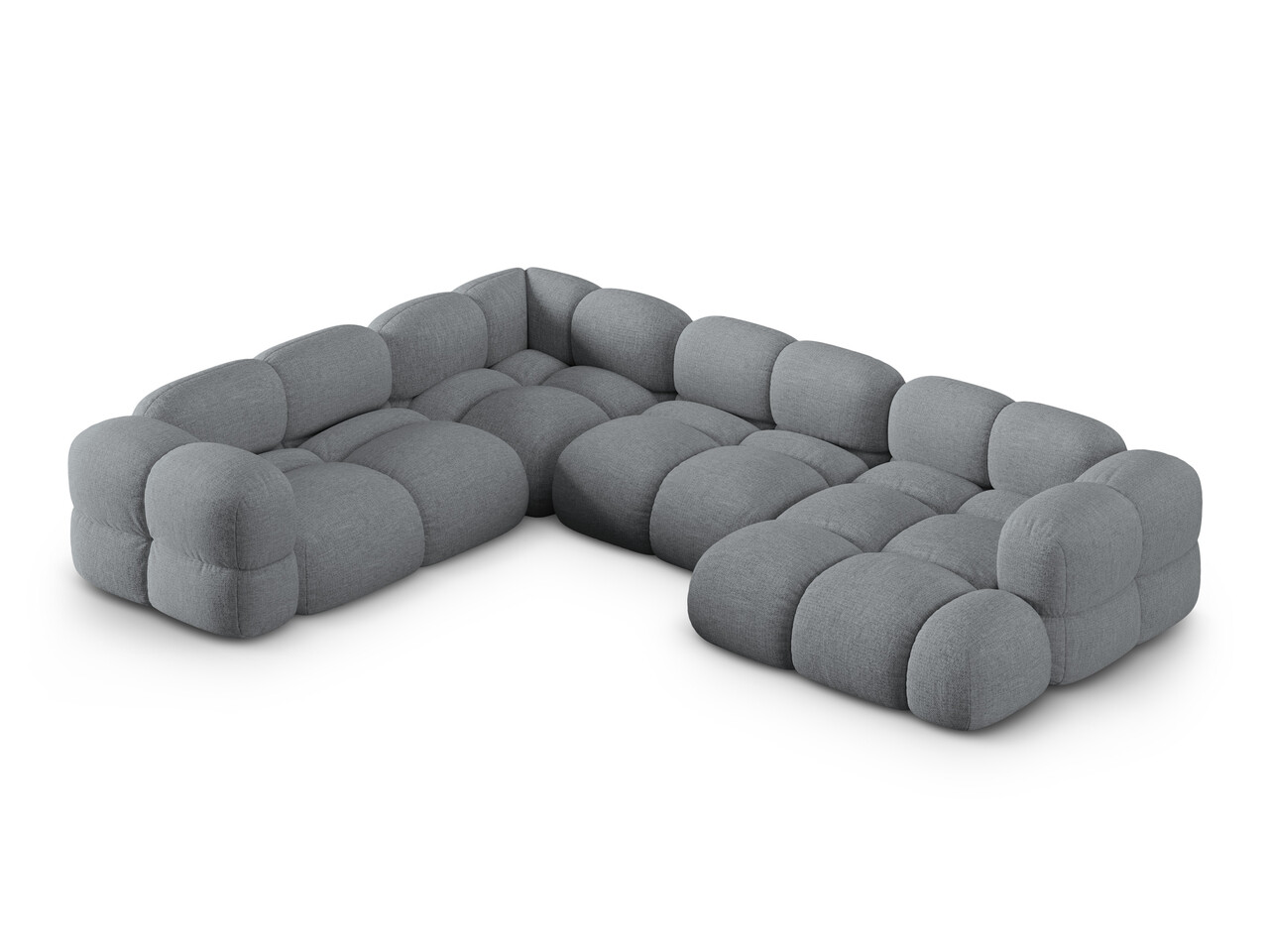 Coltar panoramic stanga 5 locuri, Loretto, Cosmopolitan Design, 345x250x68 cm, tesatura structurata, gri