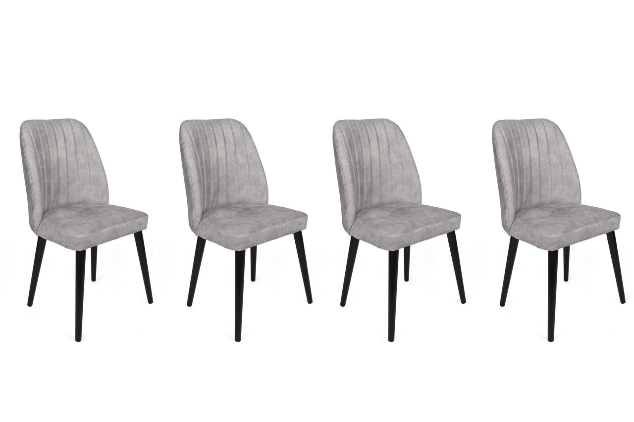 Set de scaune, Nmobb, Alfa-438 V4, Metal , Gri/Negru