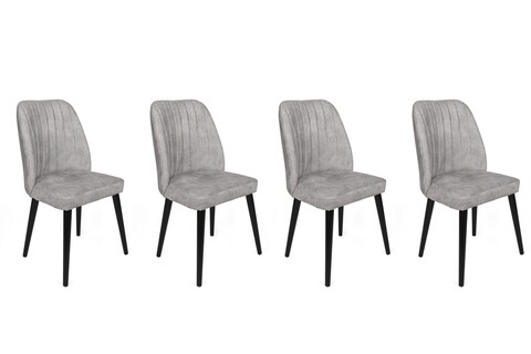 Set scaune 4 piese, Nmobb, Alfa-438 V4, Metal , Gri/Negru