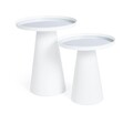 Set 2 masute de cafea Reflex, Bizzotto, 36x40 cm/40.5x47.5 cm, otel/oglinda, alb