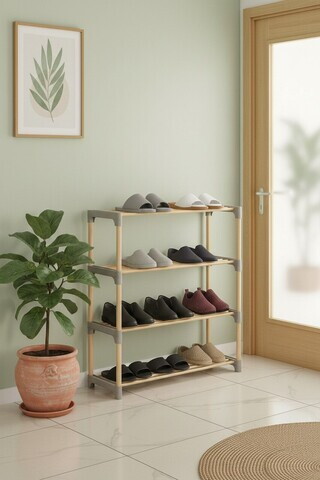 Suport pentru pantofi din lemn, Hanah Home, Huhu1693, 71x79x27.5 cm, Natural