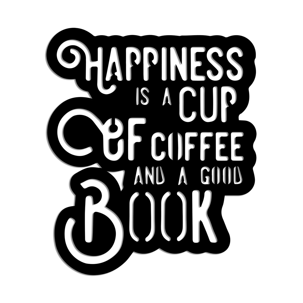 Decoratiune de perete, Happiness Coffee, Dimensiune: 38 x 44 cm , Negru — imaginea 5